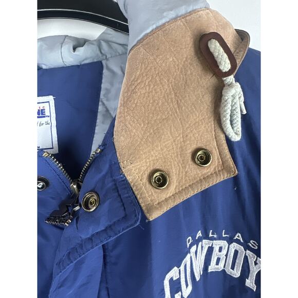 Vtg 90s Starter Pro Line Dallas Cowboys Hooded Jacket Mens XL Blue NFL Big Star - Picture 11 of 16